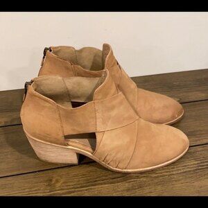 Eileen Fisher Walt cross bootie in wheat nubuck.